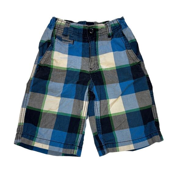 GapKids Boys Blue Plaid Adjustable Waist Shorts Size 6 - Picture 1 of 5